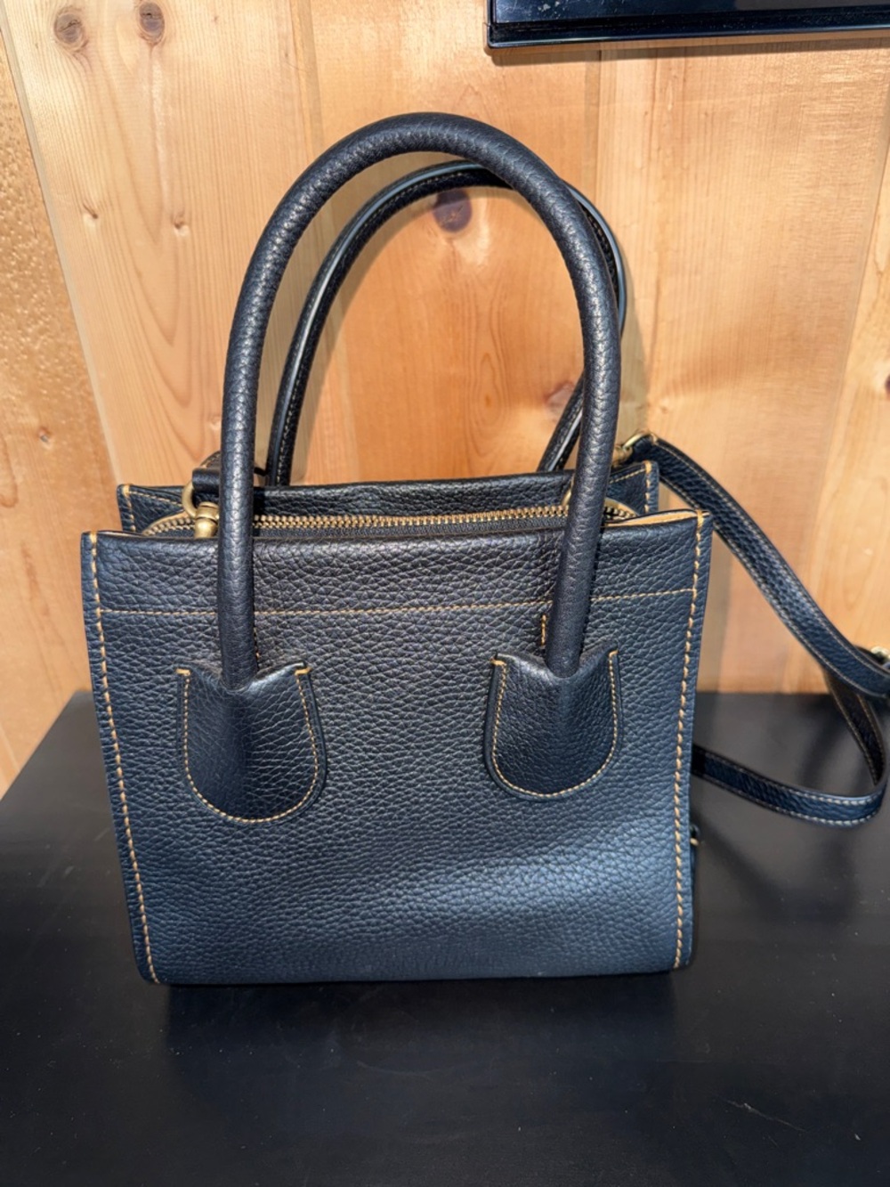 Coach Black Pebbled Leather Satchel with Gold Hardware - Picture 8 of 14